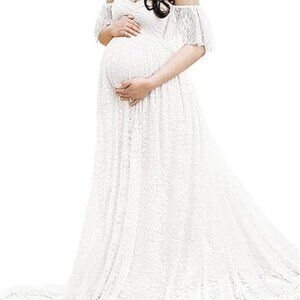 🤍 White Lace Off Shoulder Maternity Gown | Size XXL | NWT